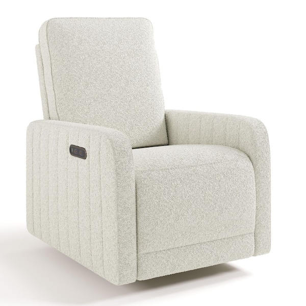 Kyoto Ivory Boucle Deluxe Nursery Power Recliner Swivel Glider