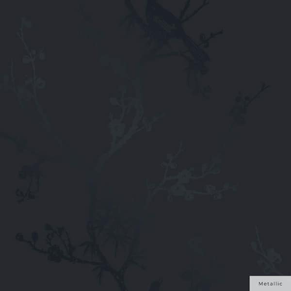 Tempaper Cynthia Rowley Metallic Navy Bird Watching Vinyl Peel and Stick Wallpaper Roll (Covers 60 sq. ft.)