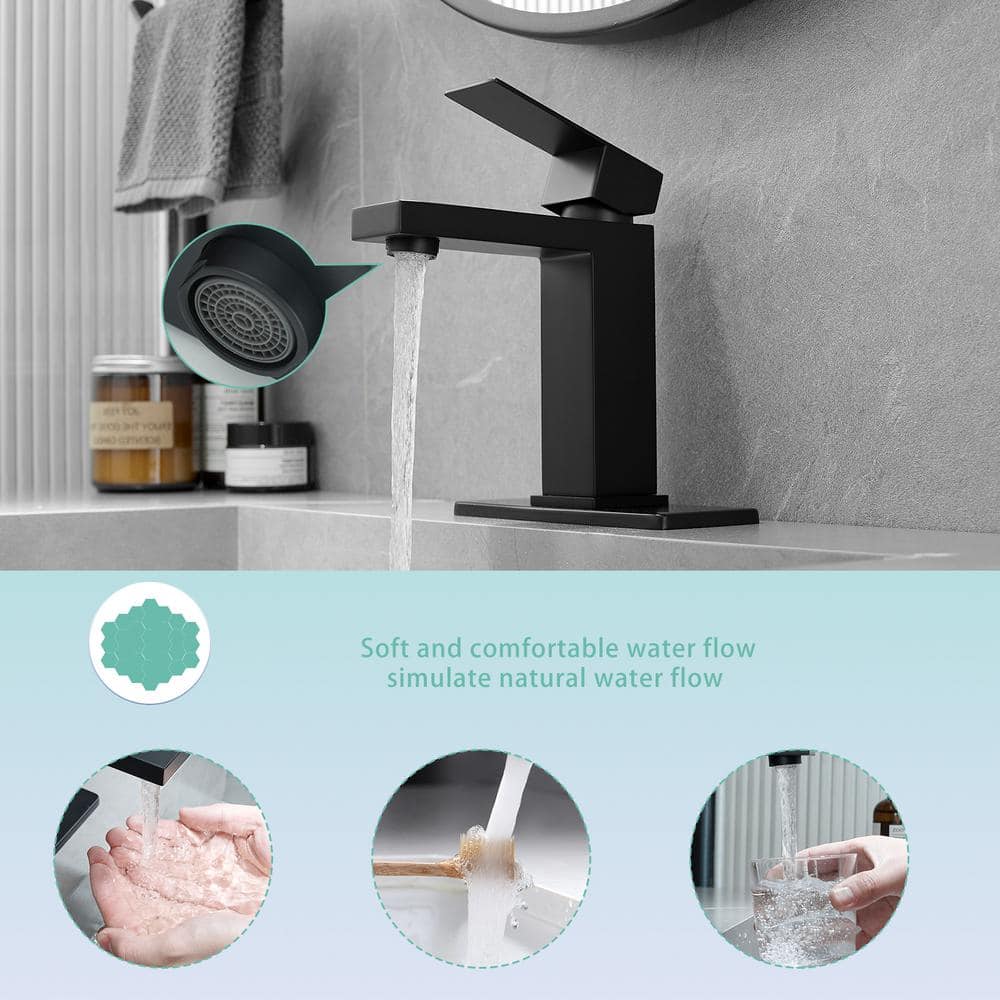 Matte Black Stainless Steel Single Handle Bathroom Faucet