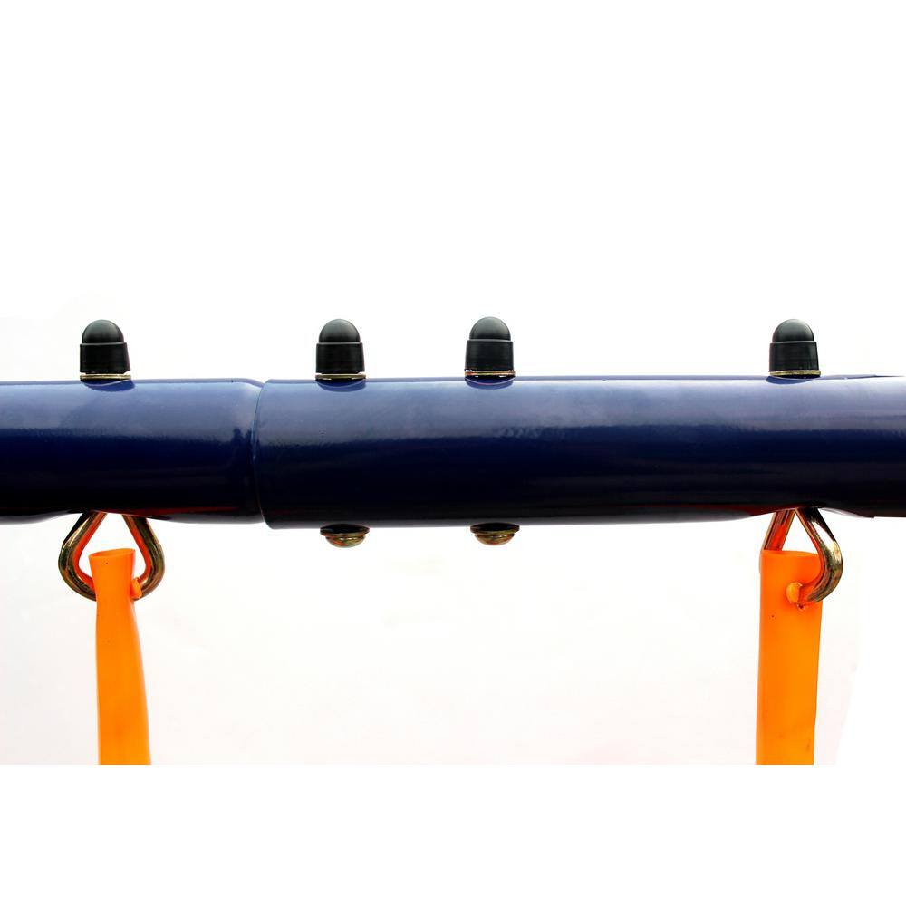 Blue and Orange Two Station Metal Outdoor Swing Set