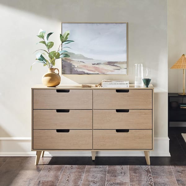 Walker Edison Furniture Company Modern Riviera 6-Drawer 52 in. Dresser with Cutout Handles