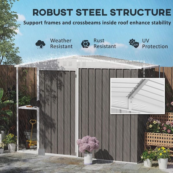 Outsunny 8 ft. x 4 ft. Garden Storage Shed, Outdoor Metal