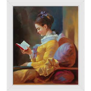 The Reader by Jean-Honore Fragonard Gallery White Framed People Oil Painting Art Print 24 in. x 28 in.