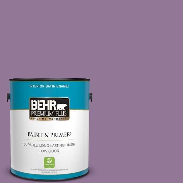 BEHR PREMIUM PLUS 1 gal. #M100-5 Passion Fruit Satin Enamel Low Odor Interior Paint & Primer