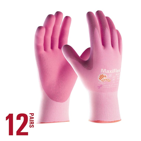 ATG MaxiFlex Active Women's Large Pink Lightweight Nitrile Coated Nylon ...