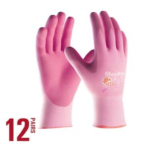 MaxiFlex Active Women's Medium Pink Lightweight Nitrile Coated Nylon Multi-Purpose Glove with MicroFoam Grip (12-Pack)