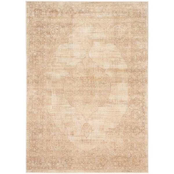SAFAVIEH Vintage Cream 5 ft. x 8 ft. Distressed Solid Border Area Rug