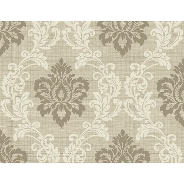 Adela Neutral Twill Damask Vinyl Strippable Wallpaper (Covers 60.8 sq. ft.)
