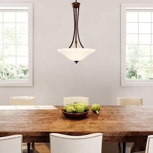Spirit Collection 3-Light Antique Bronze Foyer Pendant with Etched Light Umber Glass