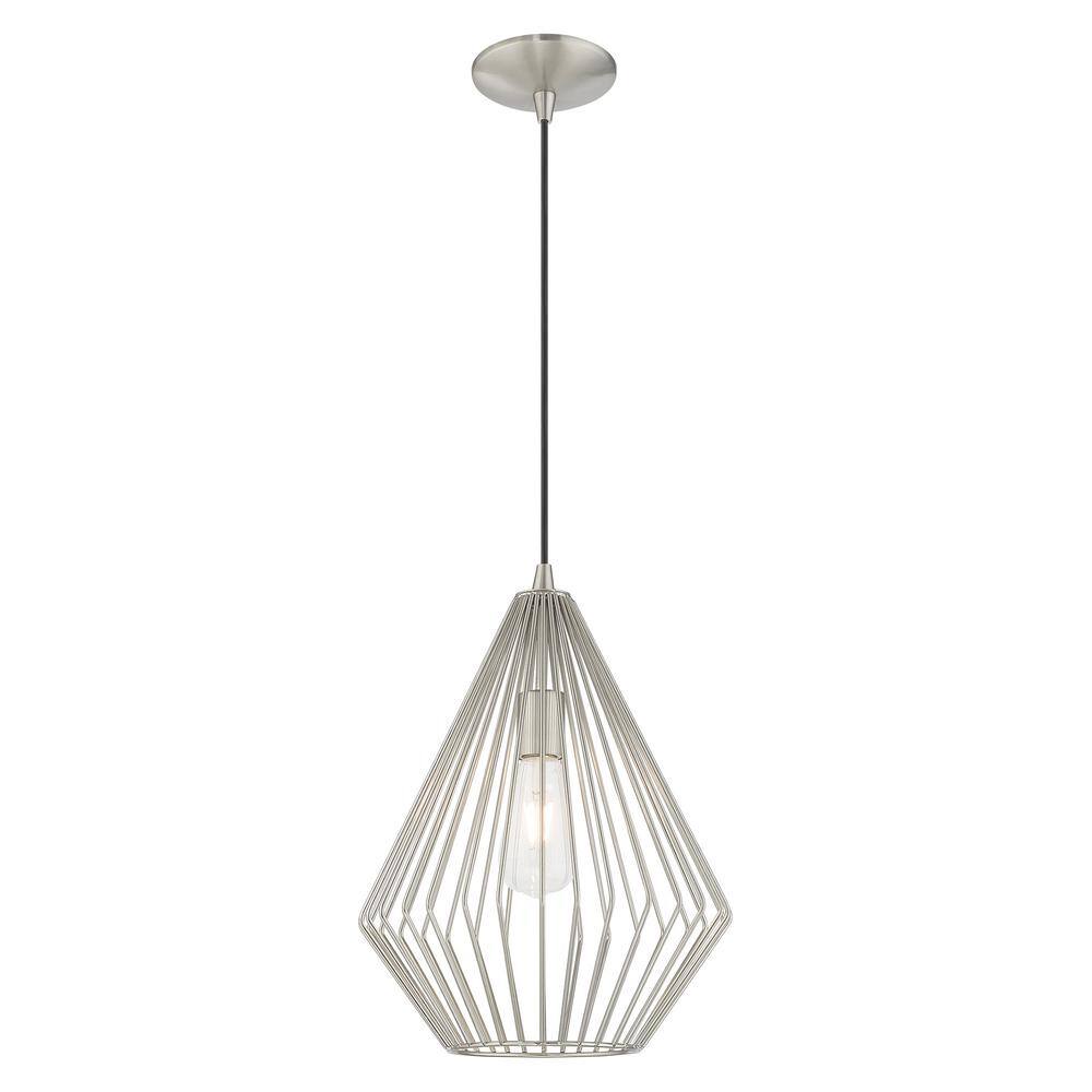 Contemporary Mini Pendant Light with Brushed Nickel Geometric Shade