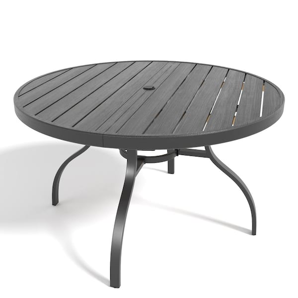 48 inch black iron patio table with umbrella hole PATIO-IN Cast Aluminum Table,48