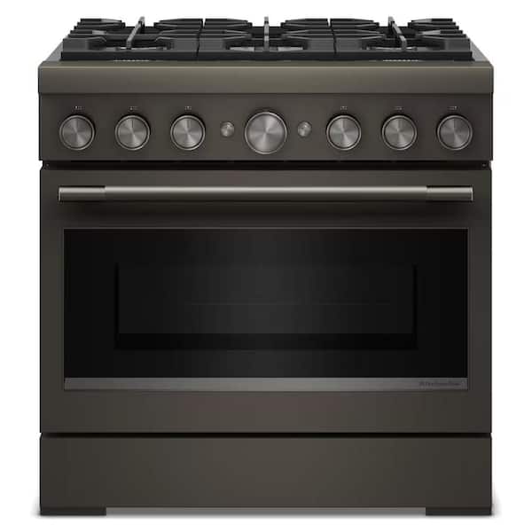 36 in. 6 Burners Commercial-Style Duel Fuel Range in Black Ore with No Preheat Air Fry Mode