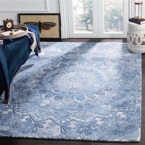 Marquee Blue/Ivory 9 ft. x 12 ft. Floral Oriental Area Rug