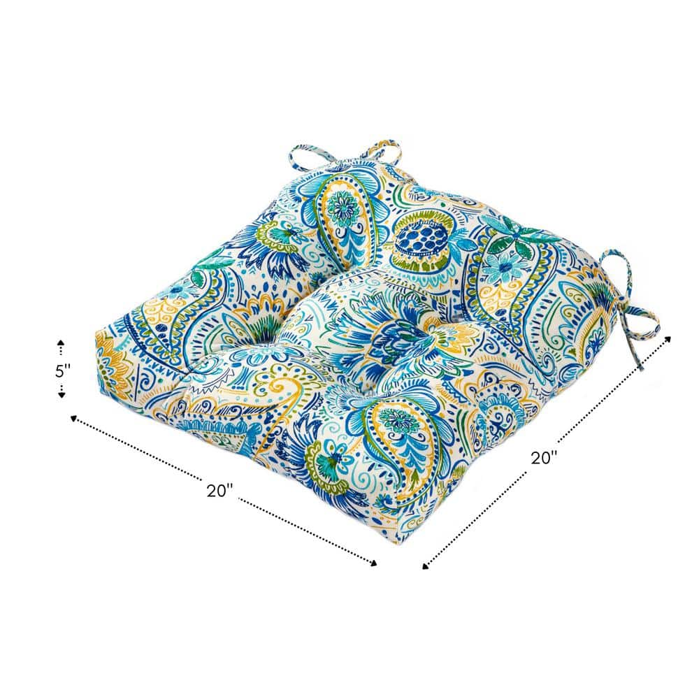 Baltic Paisley Plush Square Outdoor Chair Cushion Pair