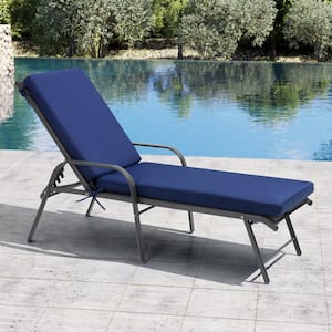 Outdoor Lounge Chair Leisure Polyester Chair Cushion in Dark Blue