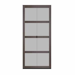 36 in. x 80.5 in. Full Lite Frosted Glass Fusion Plus Chocolate MDF Bifold Door with Hardware