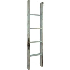 15 in. x 60 in. x 3 1/2 in. Barnwood Decor Collection Driftwood Blue Vintage Farmhouse 4-Rung Ladder