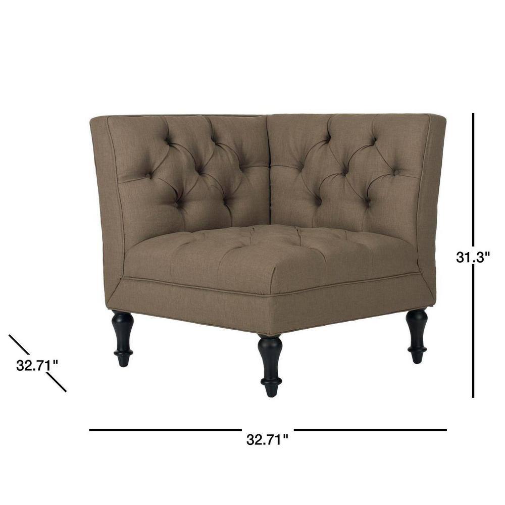 Olive Tufted Linen Polyester Accent Chair with Spindle Legs