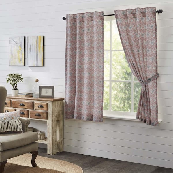 VHC BRANDS Kaila 36 in W x 63 in L Floral Light Filtering Rod Pocket Window Panel in Rose Navy Creme Pair