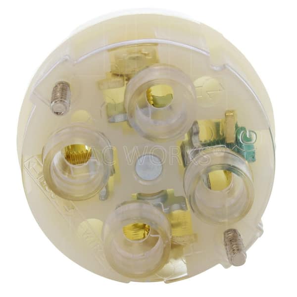AC WORKS NEMA L17-30P 3-Phase 30A 600V 4-Prong Locking Male Plug