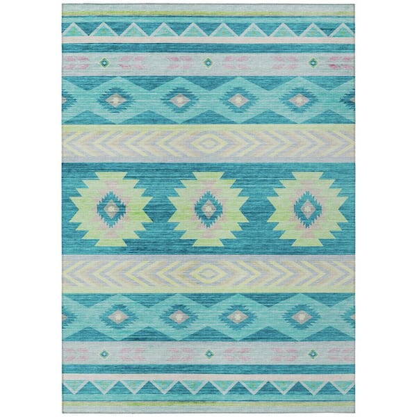 Sonora Blue 8 ft. x 10 ft. Geometric Indoor/Outdoor Area Rug