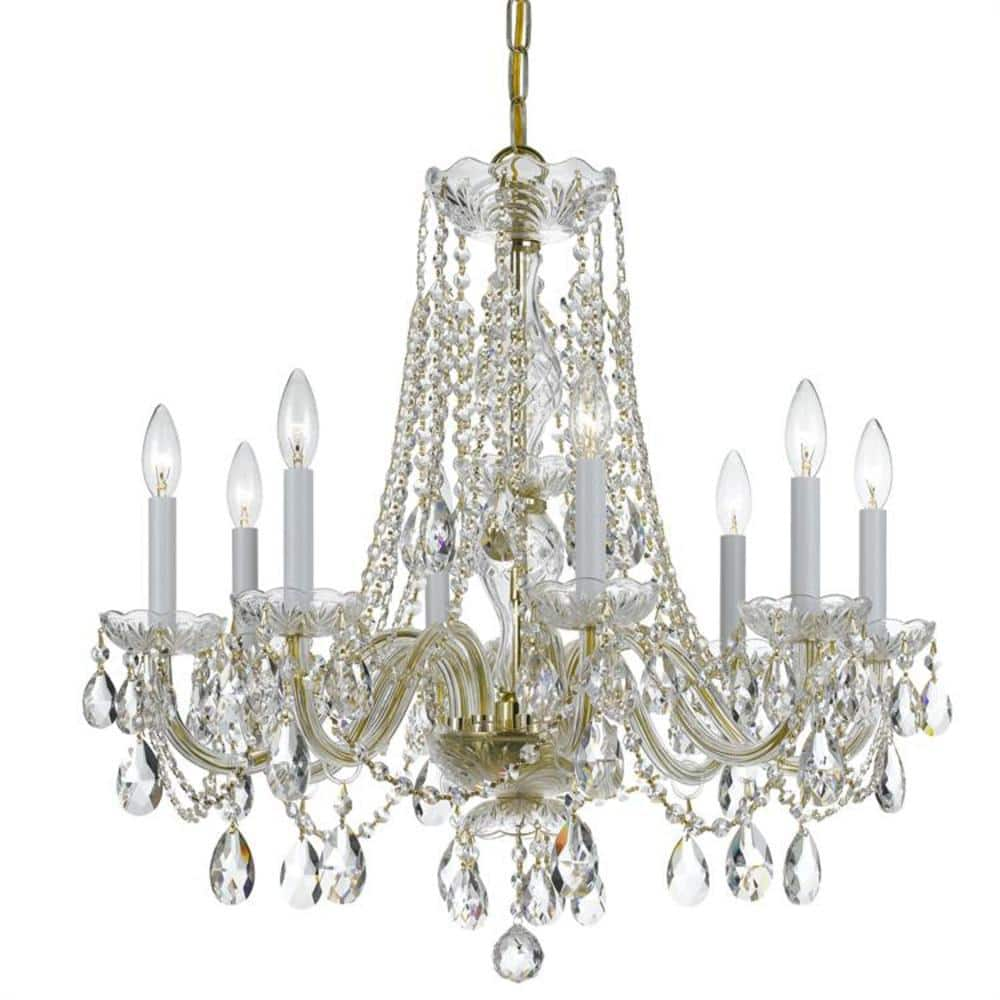 Crystorama Traditional Crystal 8-Light Polished Brass Crystal ...