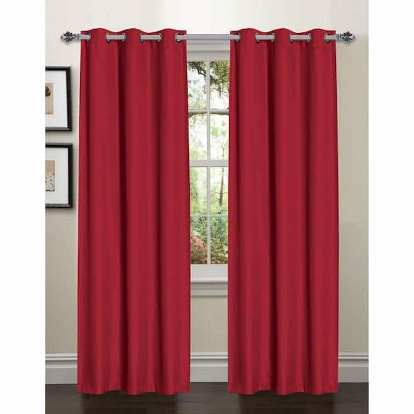 Bella Luna Semi-Opaque Galaxy 84 in. L Room Darkening Textured Grommet Curtain Panel Pair, Burgundy (Set of 2)