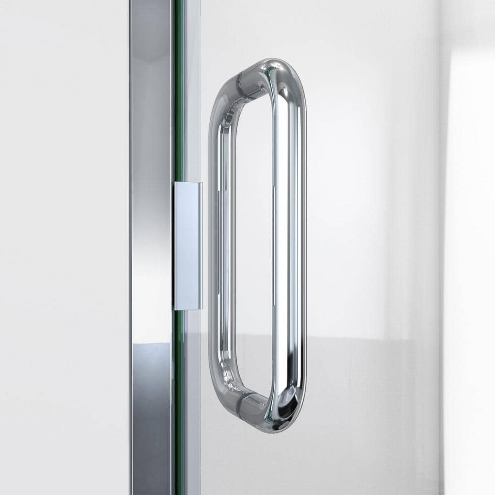 Chrome Semi-Frameless Pivot Shower Door with Tempered Glass