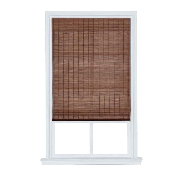 Bayport Pecan Light Filtering Cordless Bamboo Roman Shade - 19 in. W X 72 in. L