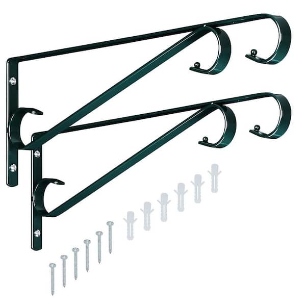 15.5 in. Metal Plant Hooks Blackish Green Straight Hanging Bracket for Bird Feeders Planters Outdoor 2-Pack