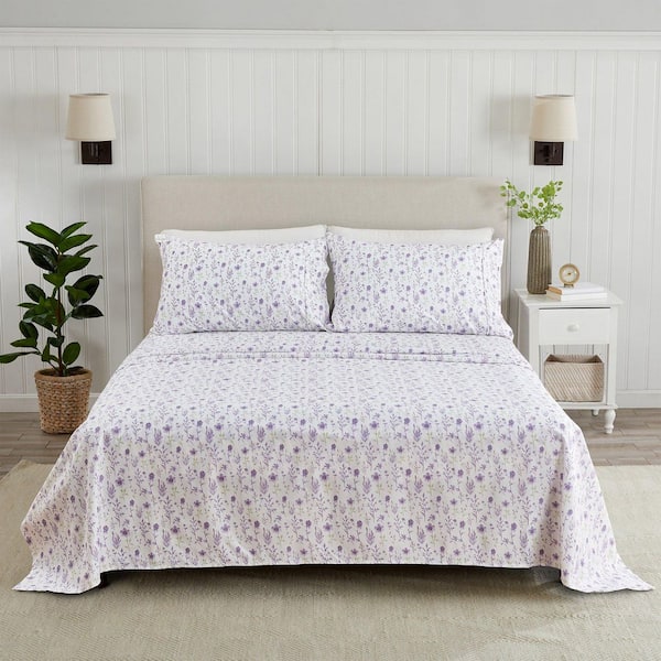 Purple Premium Floral Ultra Soft Microfiber Sheet Set
