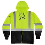 GloWear Men's X Large Lime and Black Class 3-Zip-Up Hi-Vis Hooded Sweatshirt