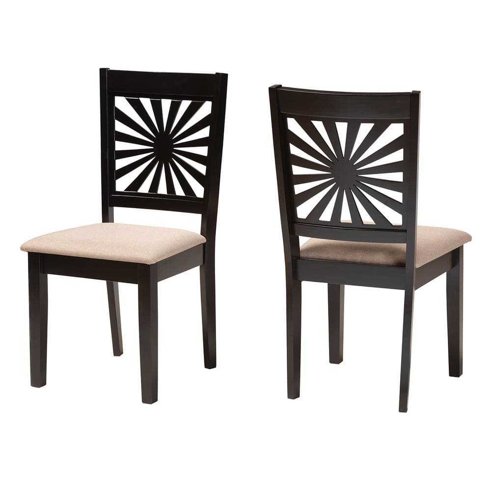 Baxton Studio Olympia Beige and Espresso Brown Dining Chair Set