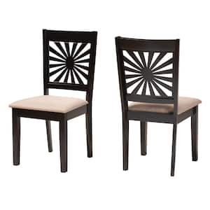 Olympia Beige and Espresso Brown Dining Chair (Set of 2)