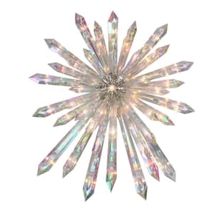 13.5 in. Lighted Iridescent Icicle Christmas Tree Topper with Clear Lights