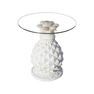Penny Outdoor Glass Round White Coffee Table