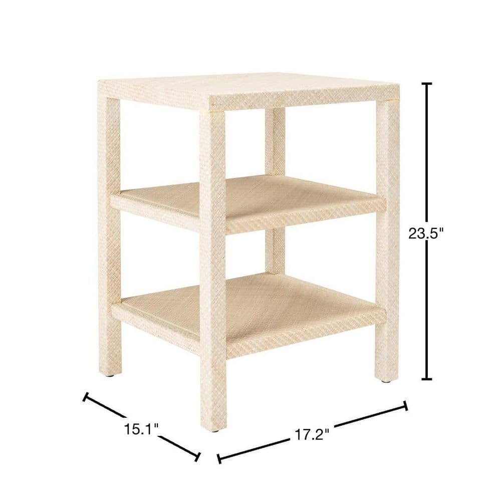 Light Natural Raffia 2-Shelf Accent Table