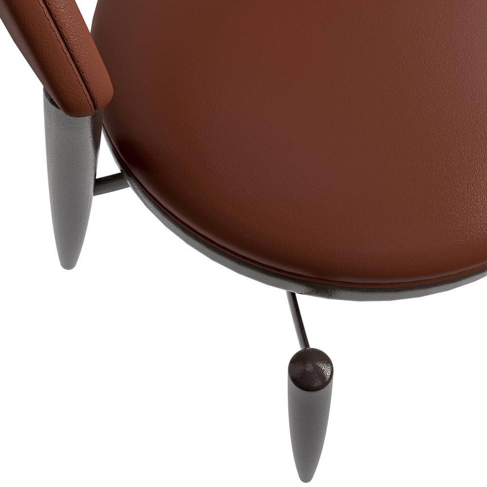 Venice Dark Brown Leather Upholstered Side Chair with Metal Legs