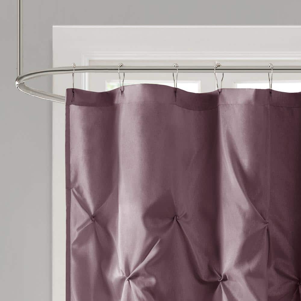 Plum Tufted Semi-Sheer Polyester Shower Curtain