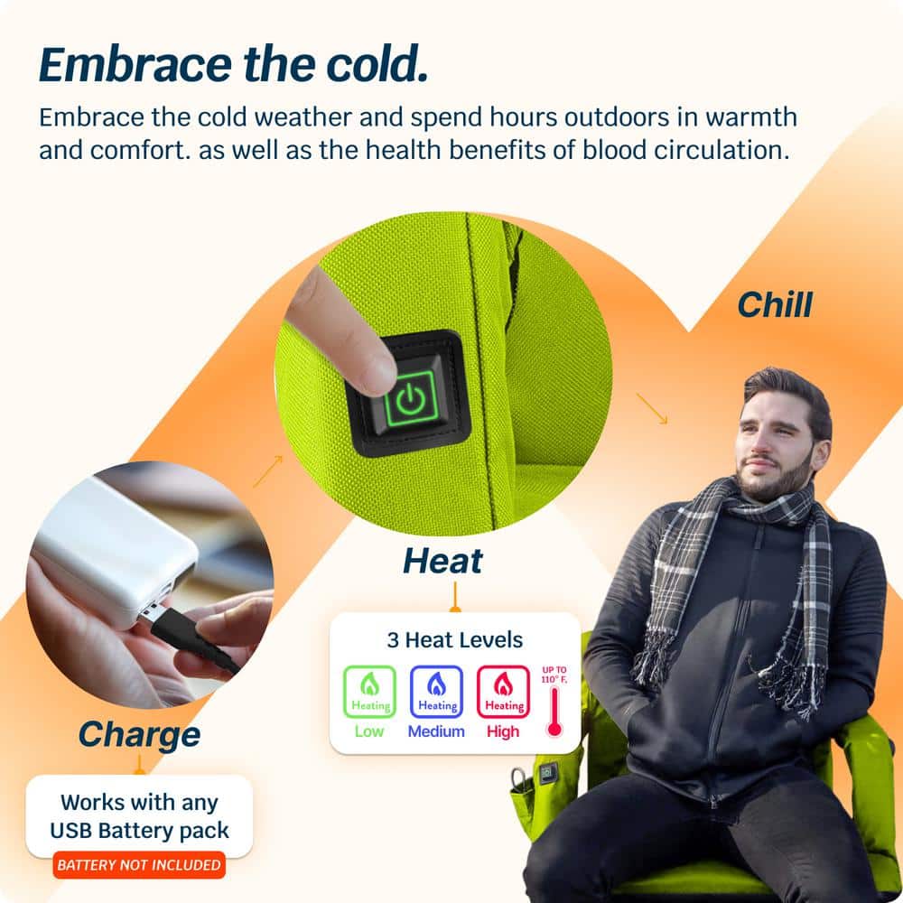 Lime Heated Reclining Stadium Seat with Armrests