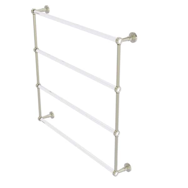 Pacific Beach 4-Tier 36 in. Ladder Towel Bar with Groovy Accents in Polished Nickel