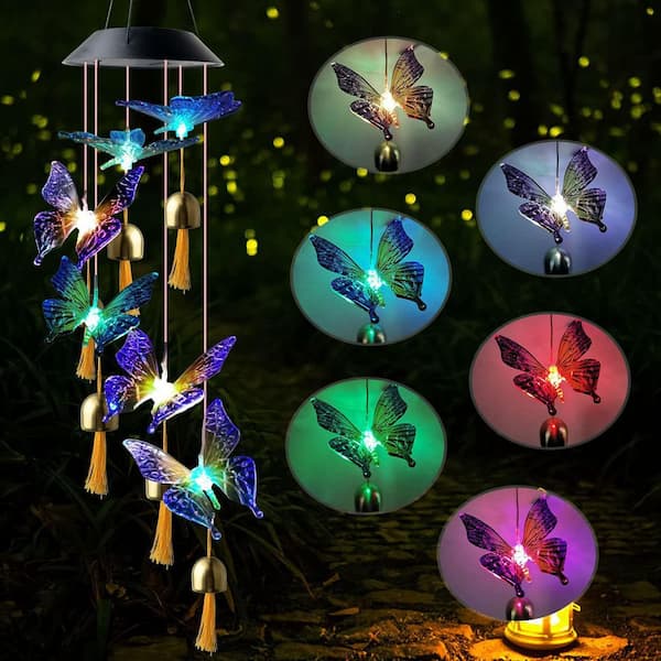 31 in. Glass Butterfly Sun Chimes For Yard Decoration, Gardening Gifts,  Christmas Ornaments B07VK87332 - The Home Depot