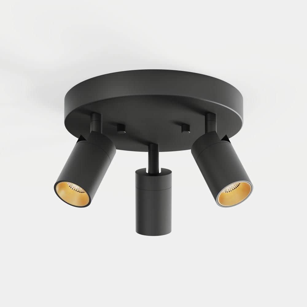 フローライト7.4kg ーt786 Vidalite Shura Black 3-Light Round Ceiling Light with Rotatable