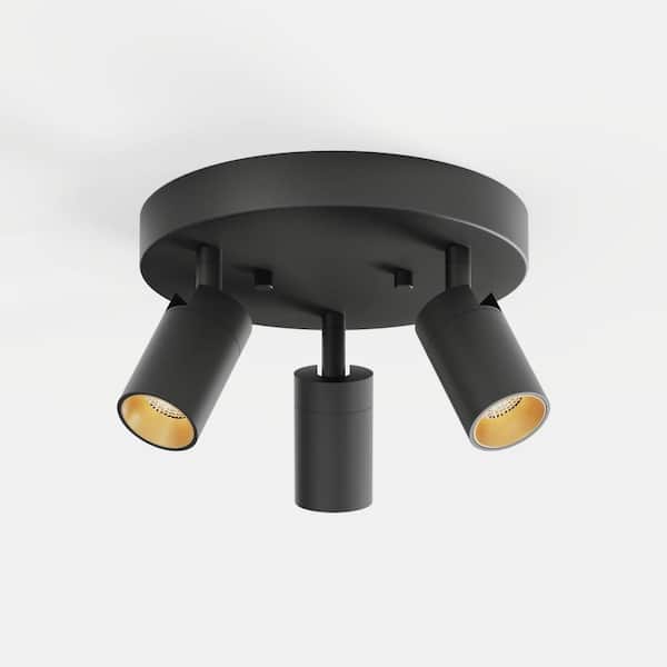 Shura Black 3-Light Round Ceiling Light with Rotatable Heads, Integrated LED Bulbs, Fixed Track, 3000K, 1365 Lumen
