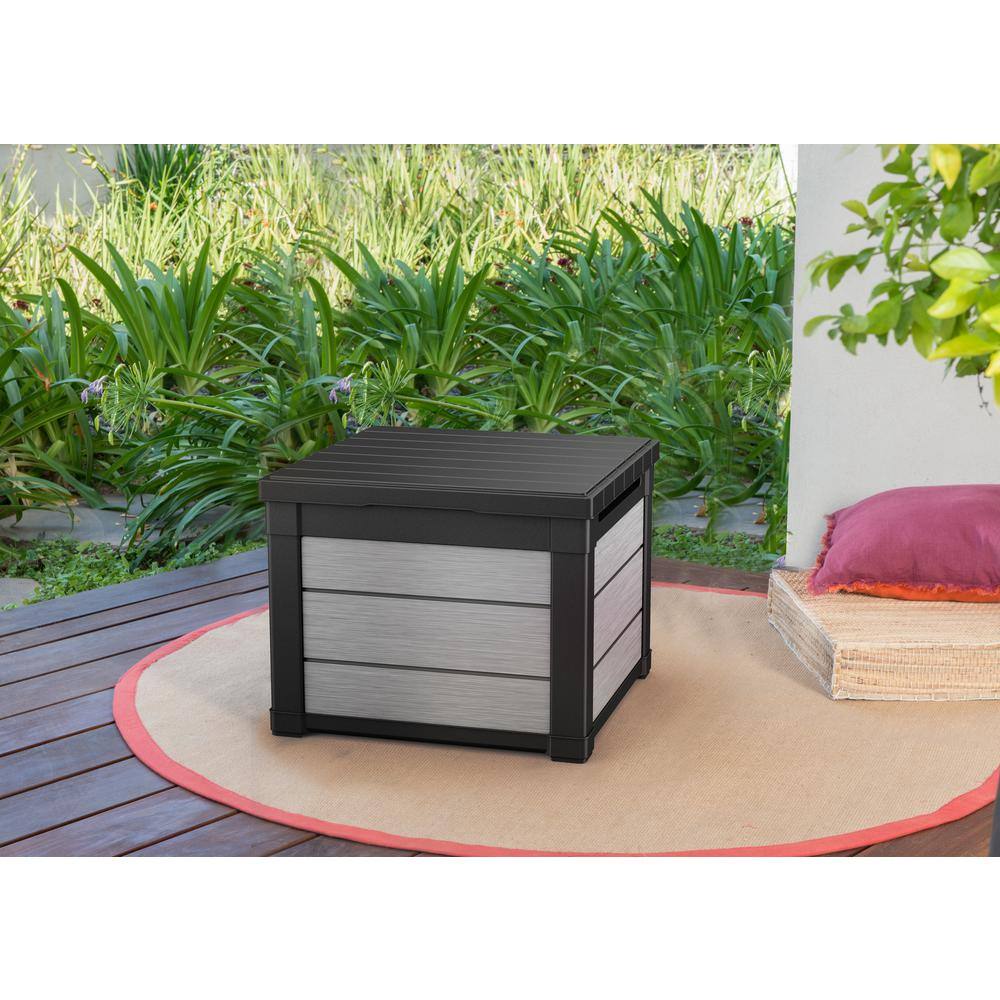 Keter 30 Gallon Gray and Black Lockable Resin Deck Box