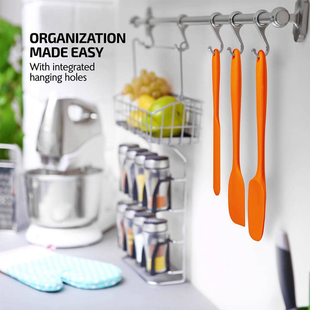 5-Piece Orange Silicone and Stainless Steel Cooking Utensils Set
