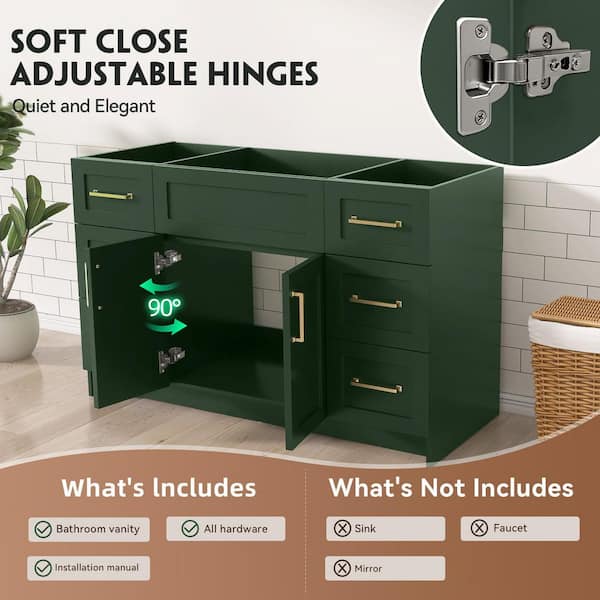 Zeafive Mox 48 in. W Bathroom Vanity Cabinet without Top in Green