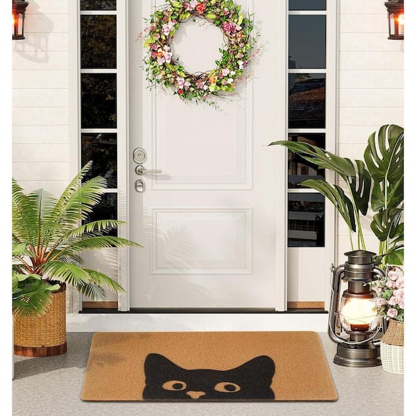 Cute Black Cat 17 in. x 30 in. Non-Slip Indoor/Outdoor Door Mat