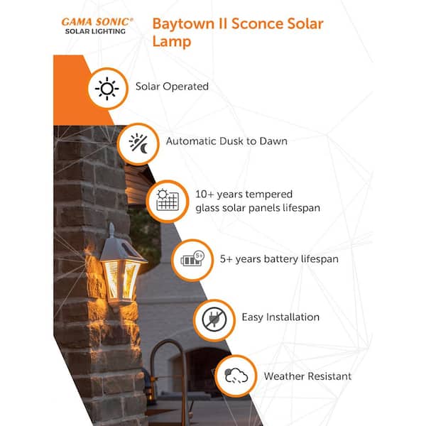 GAMA SONIC Baytown II Bulb 130 Lumens White Outdoor Solar Weather