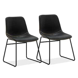 Faux Leather Upholstered Dining Chairs With Metal Legs(Set of 2)